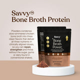 SAVVY proteína de caldo de huesos chocolate, opción sabrosa para meriendas.