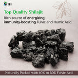 Etiqueta de calidad ISO en Sayan Shilajit, pureza verificada.