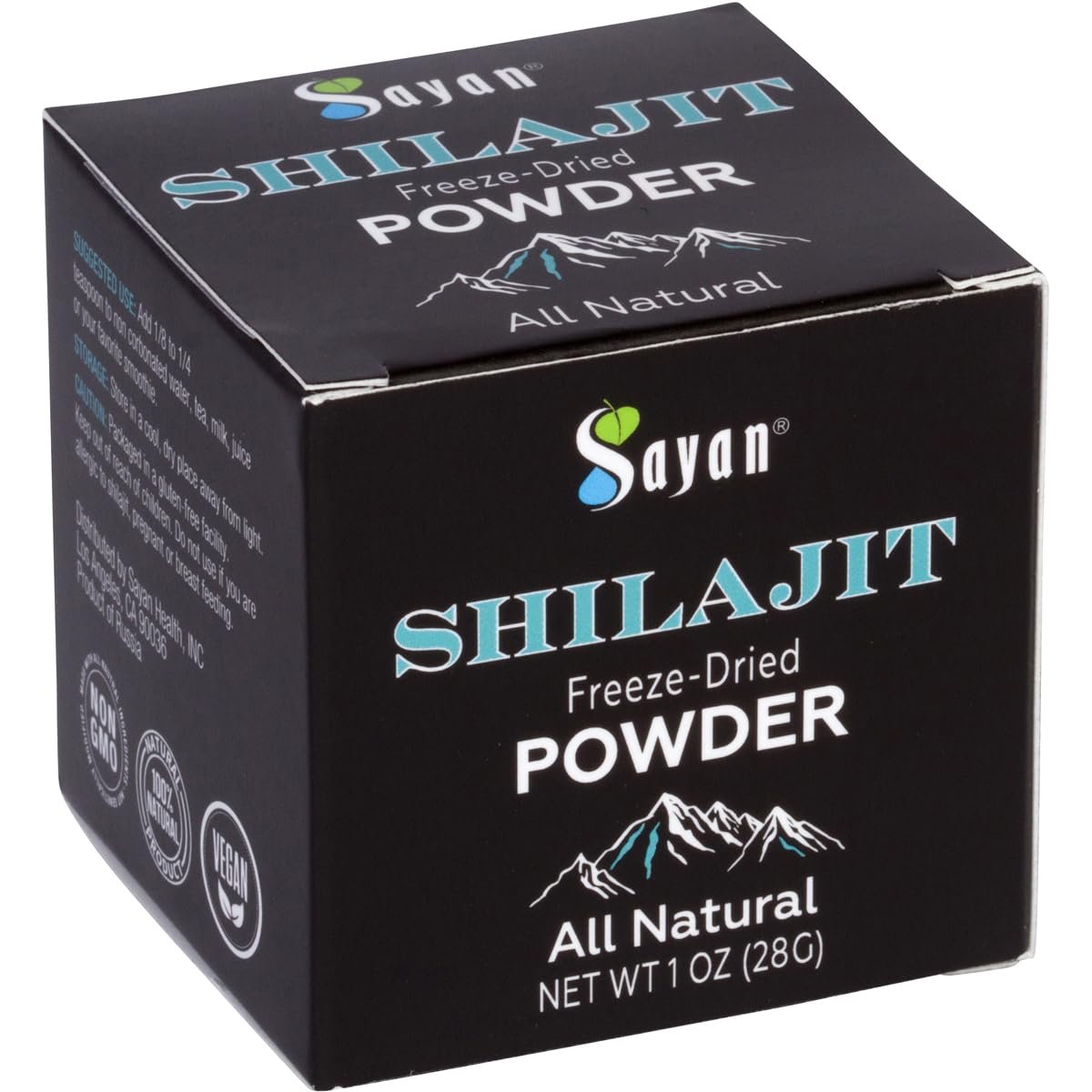 Sayan Shilajit Polvo 28 g en frasco, listo para mezclar.