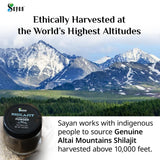 Textura oscura y fina de Shilajit, lista para bebidas.