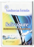 Pastillas Salivasure de Scandinavian Formulas dentro de la caja, alivio rápido de sequedad bucal.