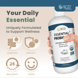 Etiqueta de SCD Probiotics Esencial revela componentes clave y cepas.