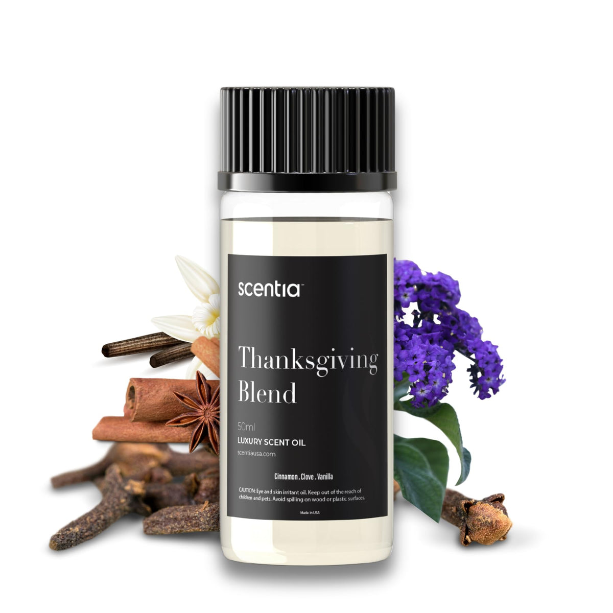 Scentia Thanksgiving Blend en botella de 50 ml, aroma cálido para difusor.
