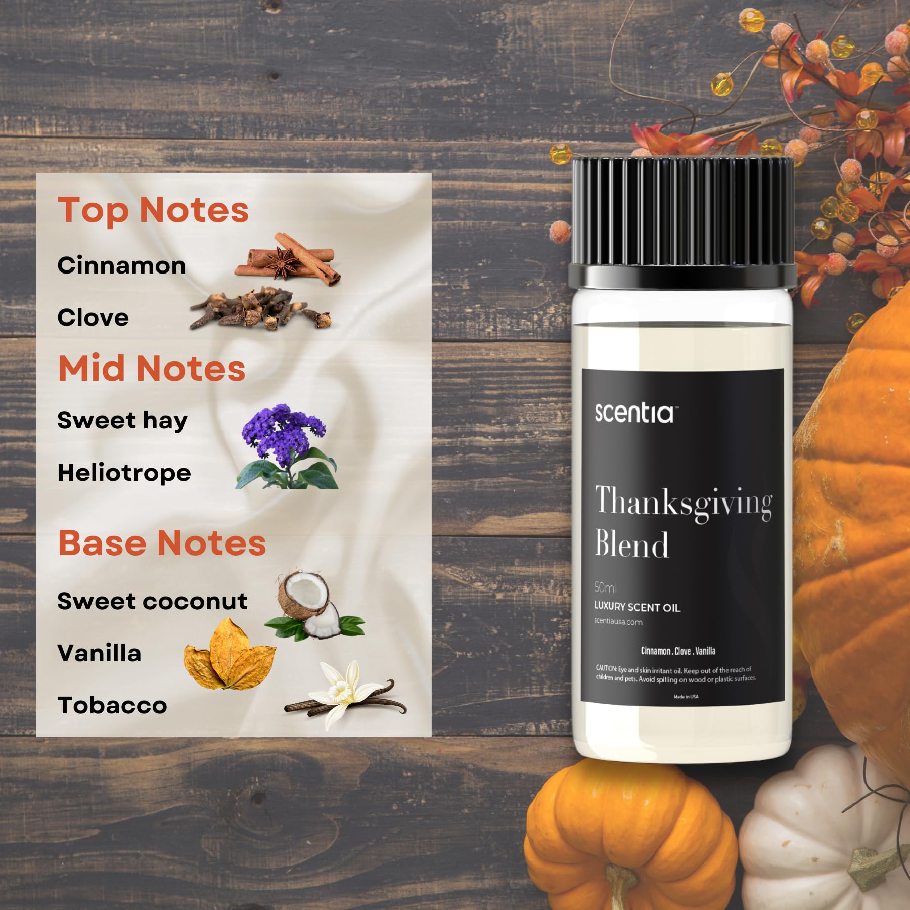 Difusor de ambiente con Scentia Thanksgiving Blend para espacios acogedores.