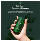 Envase de Scentless con cápsulas vegetales, ideal para uso diario