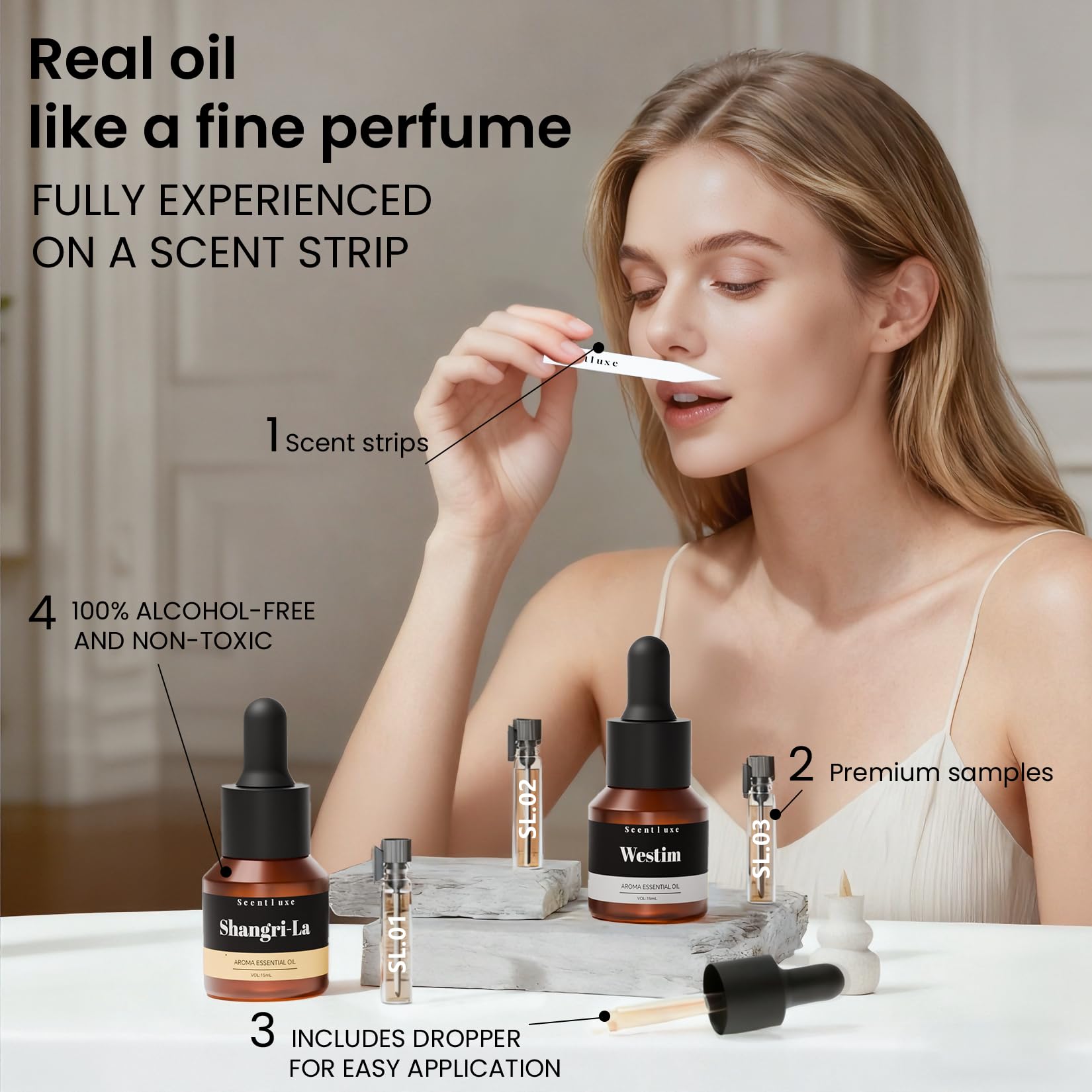 Scentluxe Hotel: fondo musk elegante para calidez y profundidad.