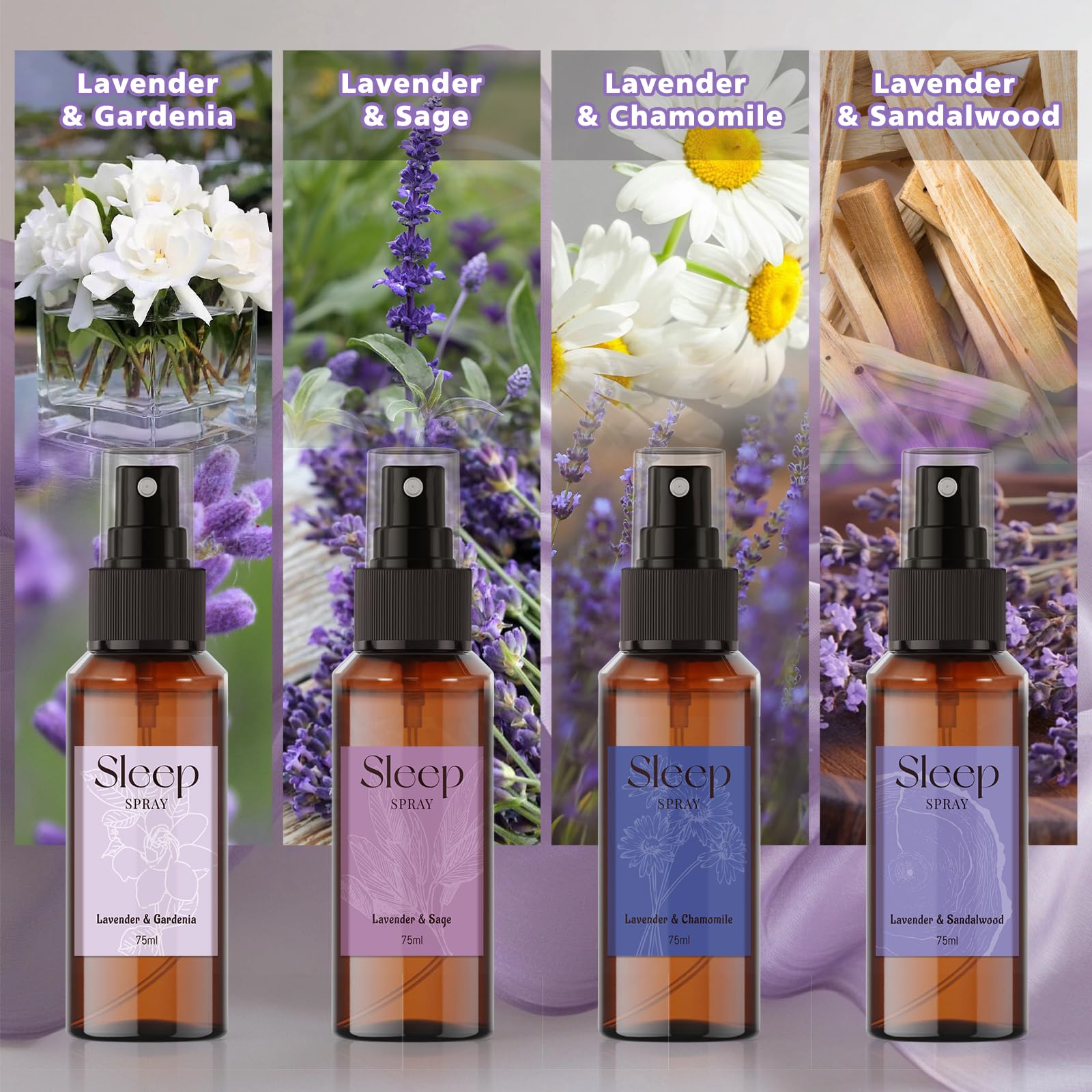 SCENTORINI rociador lavanda y salvia, perfuma almohadas para descanso.