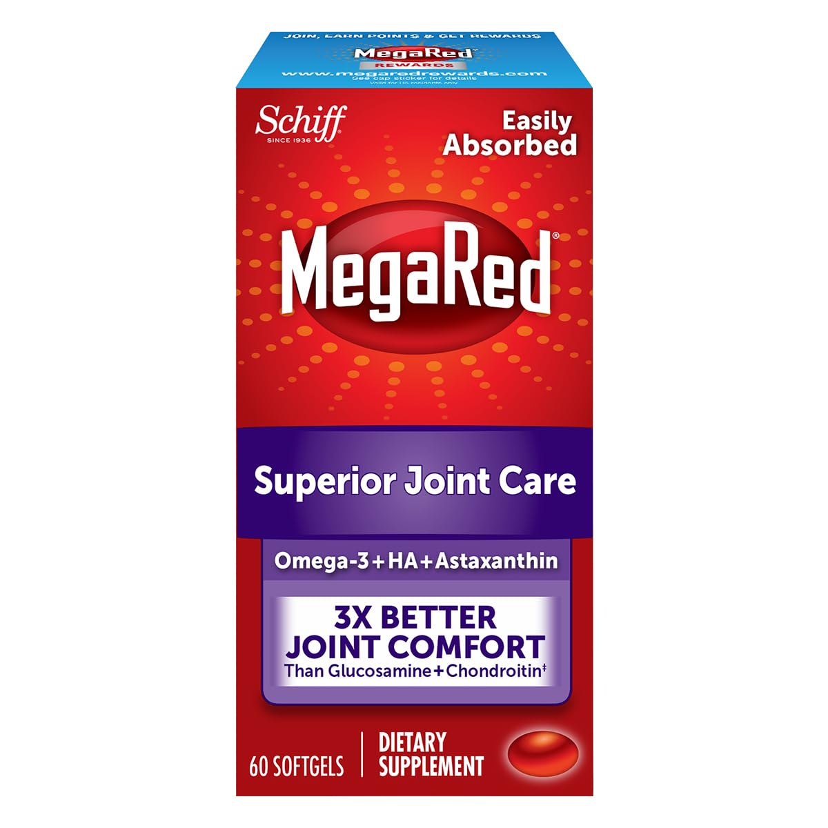 Schiff MegaRed aceite krill cápsula blanda, omega-3 para apoyar articulaciones.