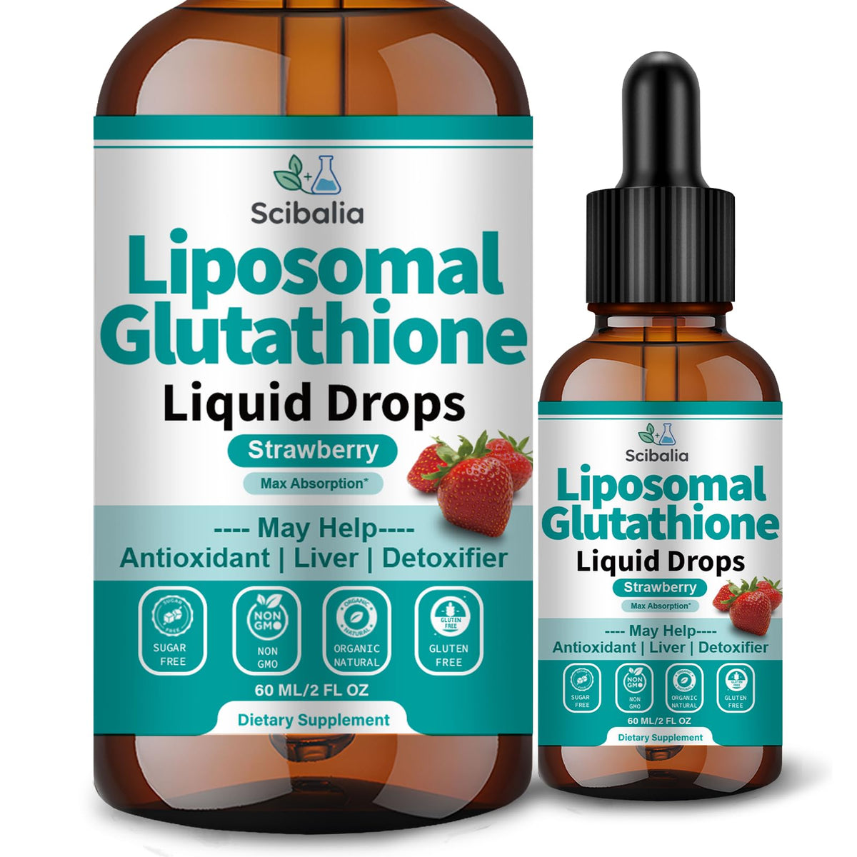 Scibalia glutatión liposomal, botella con gotero para absorción superior y dosificación precisa