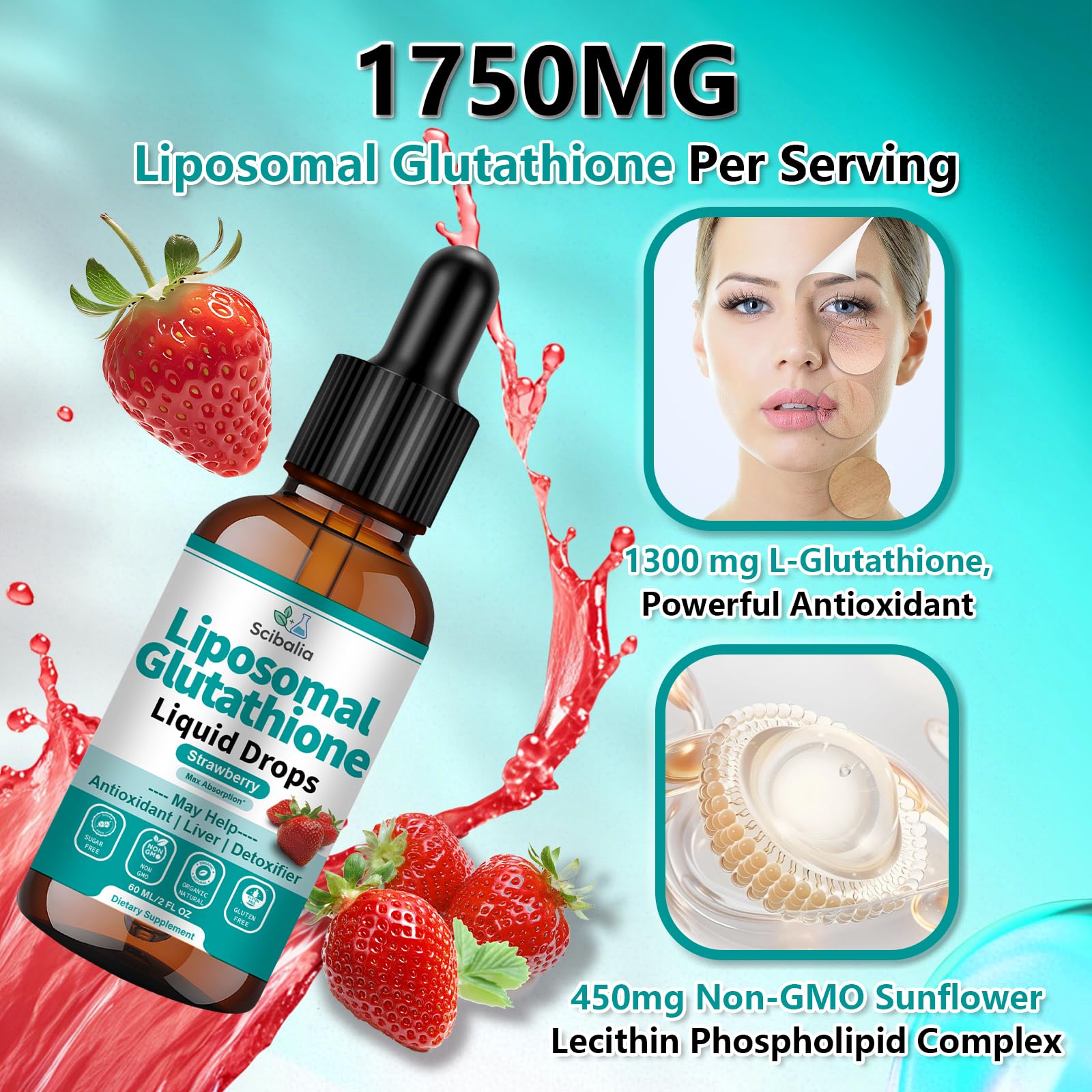 Gotas liposomales Scibalia, dosis sublingual para apoyo antioxidante diario