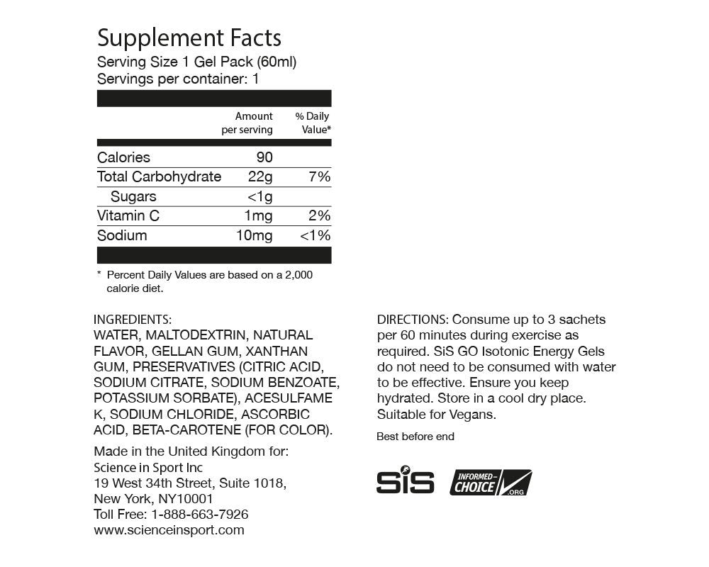 Science in Sport Gel de Energía Pack Tropical, textura líquida para una ingesta suave.