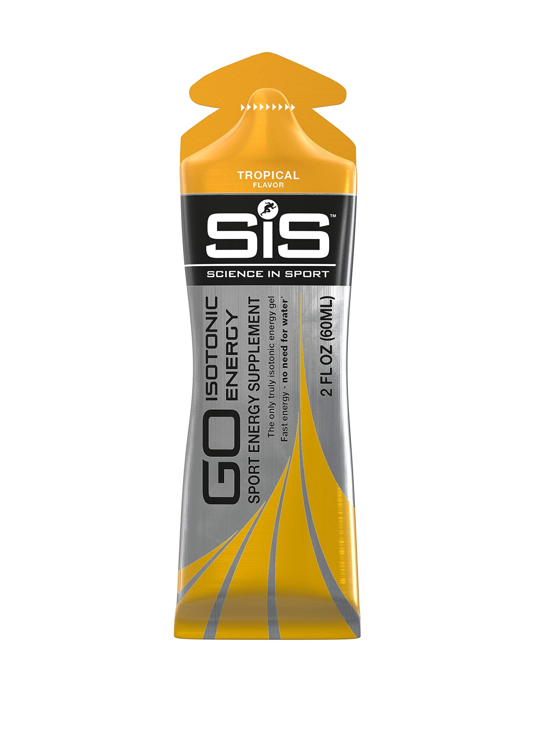 Science in Sport Gel de Energía Pack Tropical dorso, textura ligera para beber sin interrupciones.