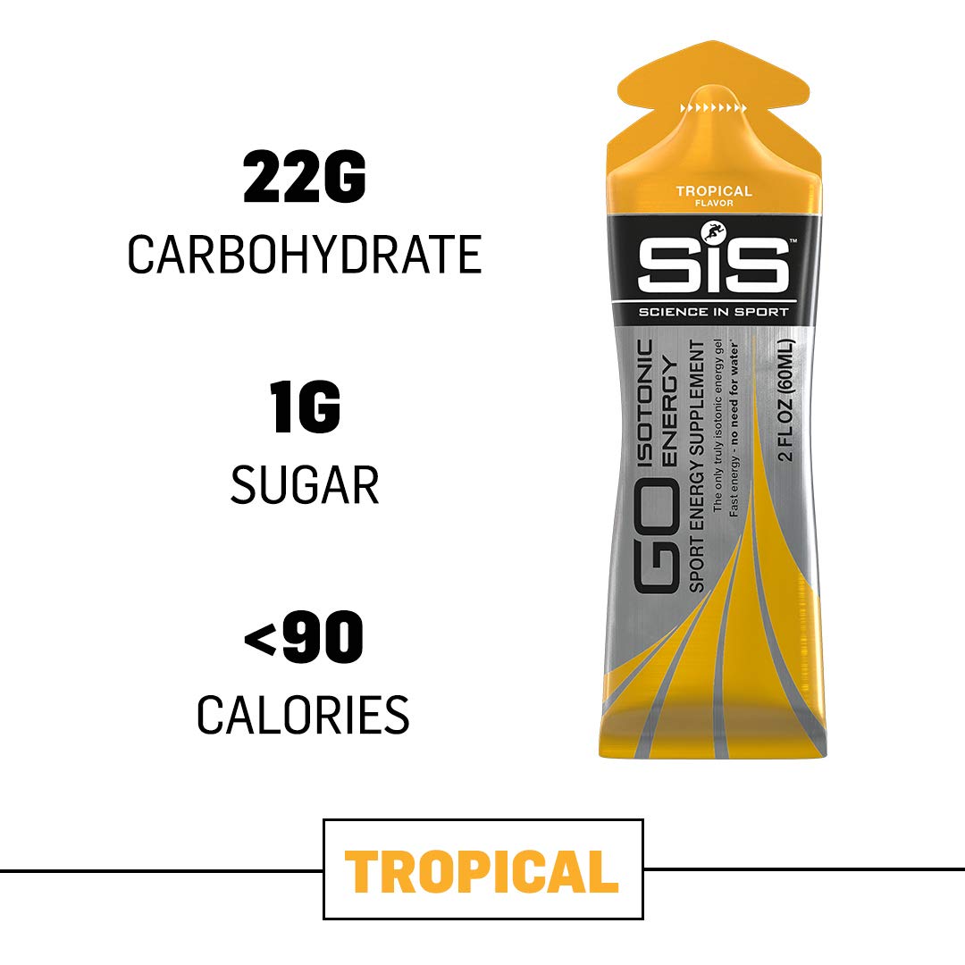 Science in Sport Gel de Energía Pack Tropical frente, sabor tropical y energía sostenida.