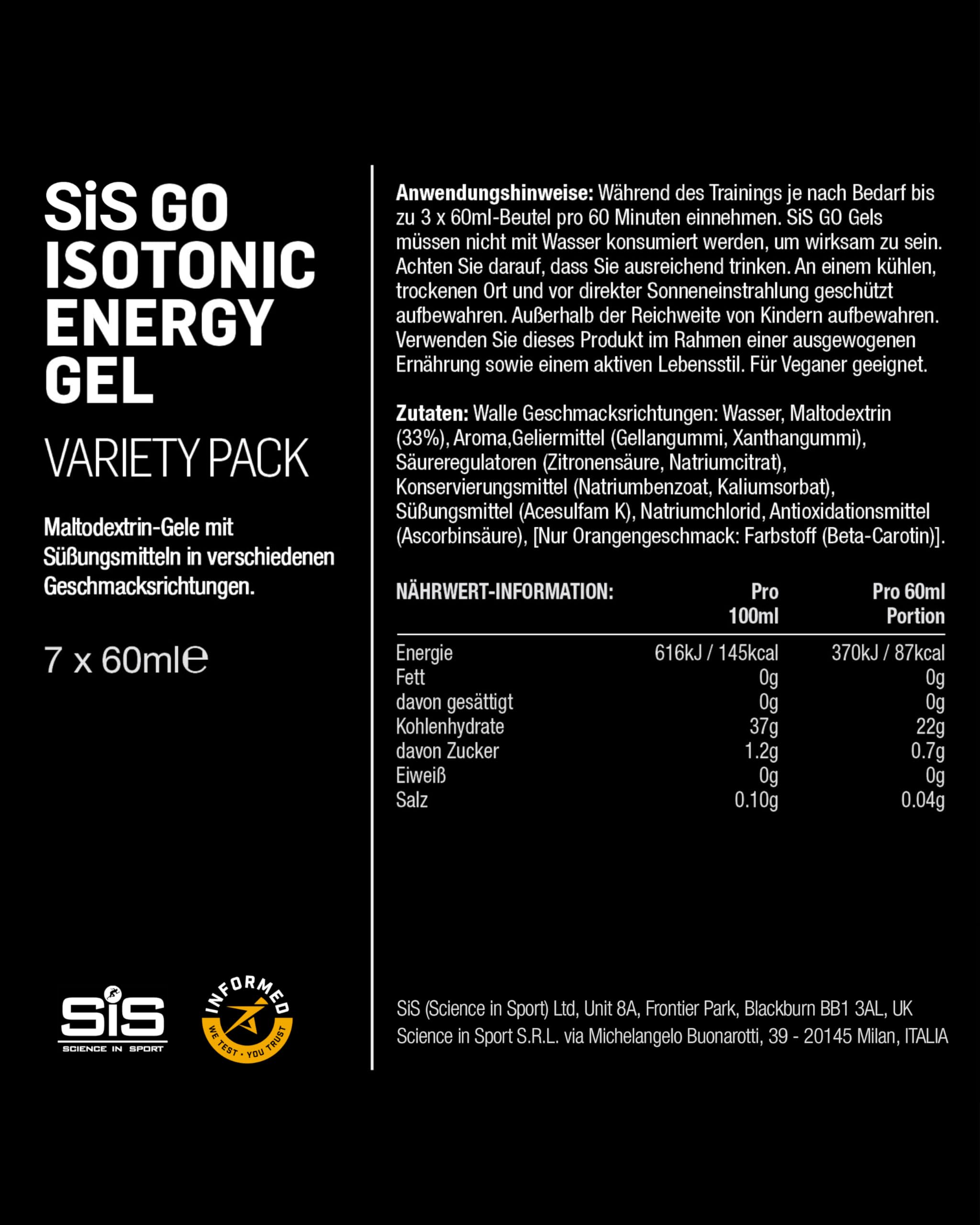 Gel isotónico de Science in Sport, energía para competición de larga duración.