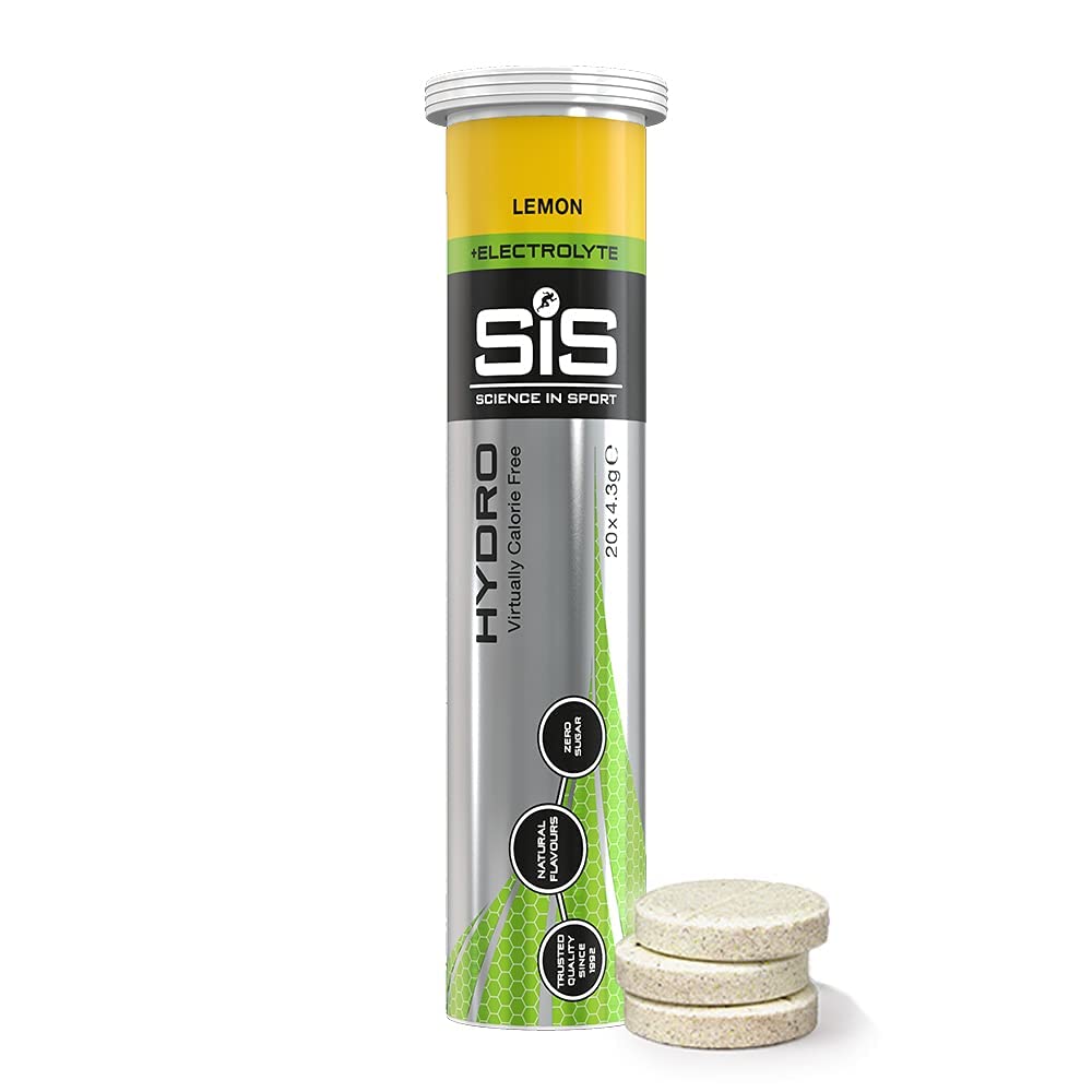 Science in Sport SIS Hydro Tabletas en agua limón, bebida efervescente para hidratar durante el entrenamiento.