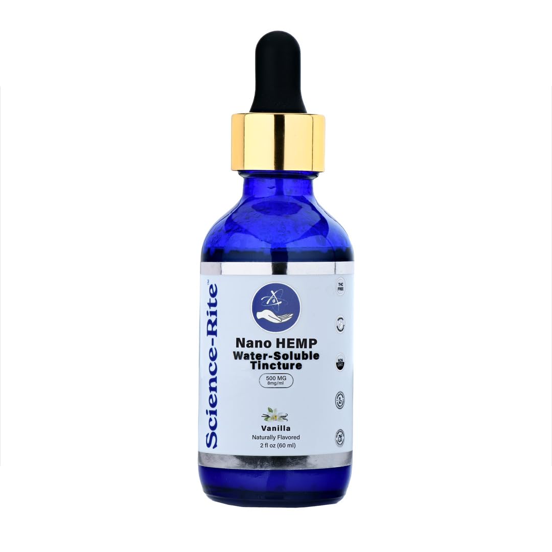 Science-Rite Nano Hemp, gotas sabor vainilla para uso diario.