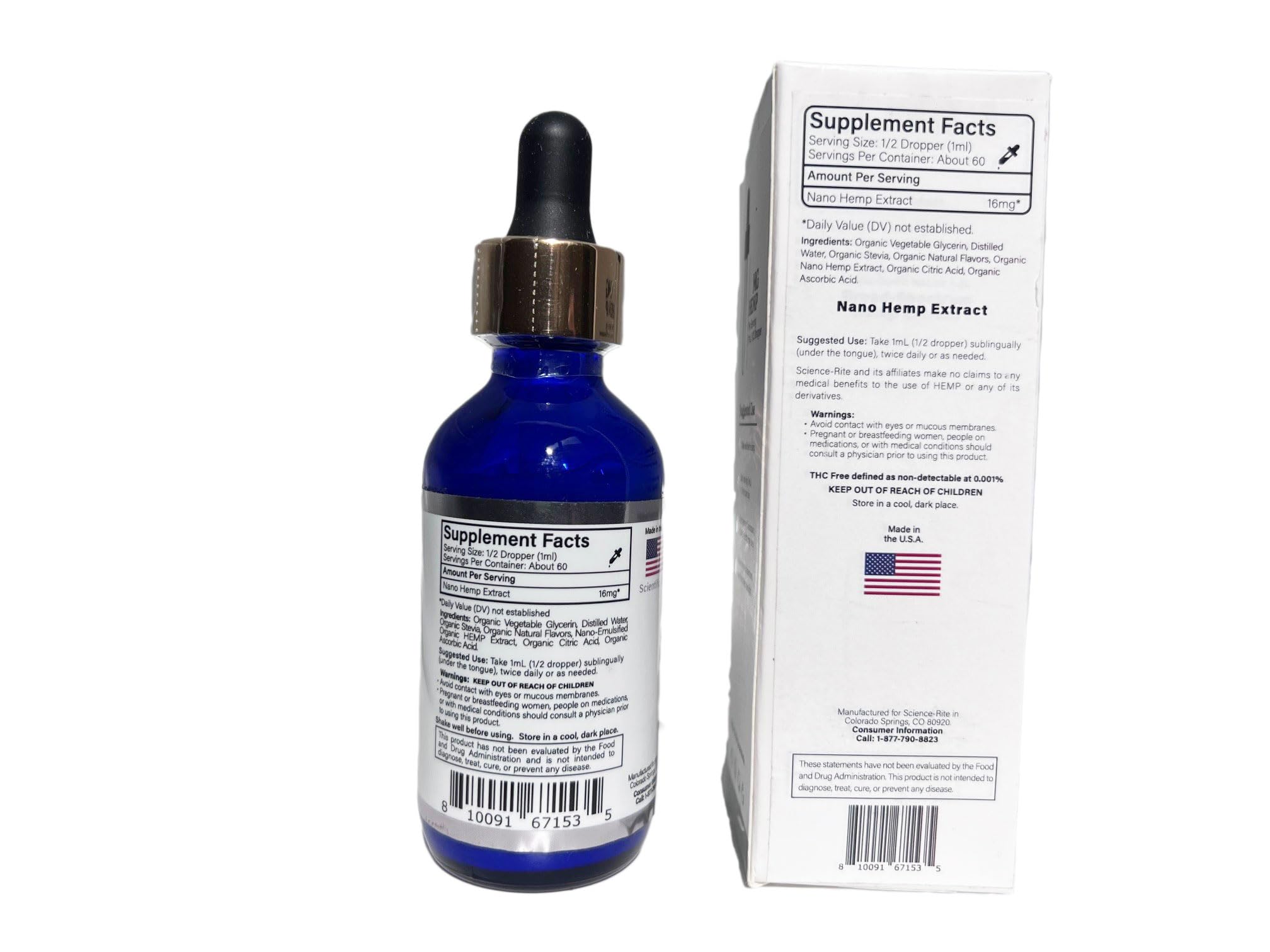 Science-Rite Nano Hemp Drops control de calidad: fórmula segura.