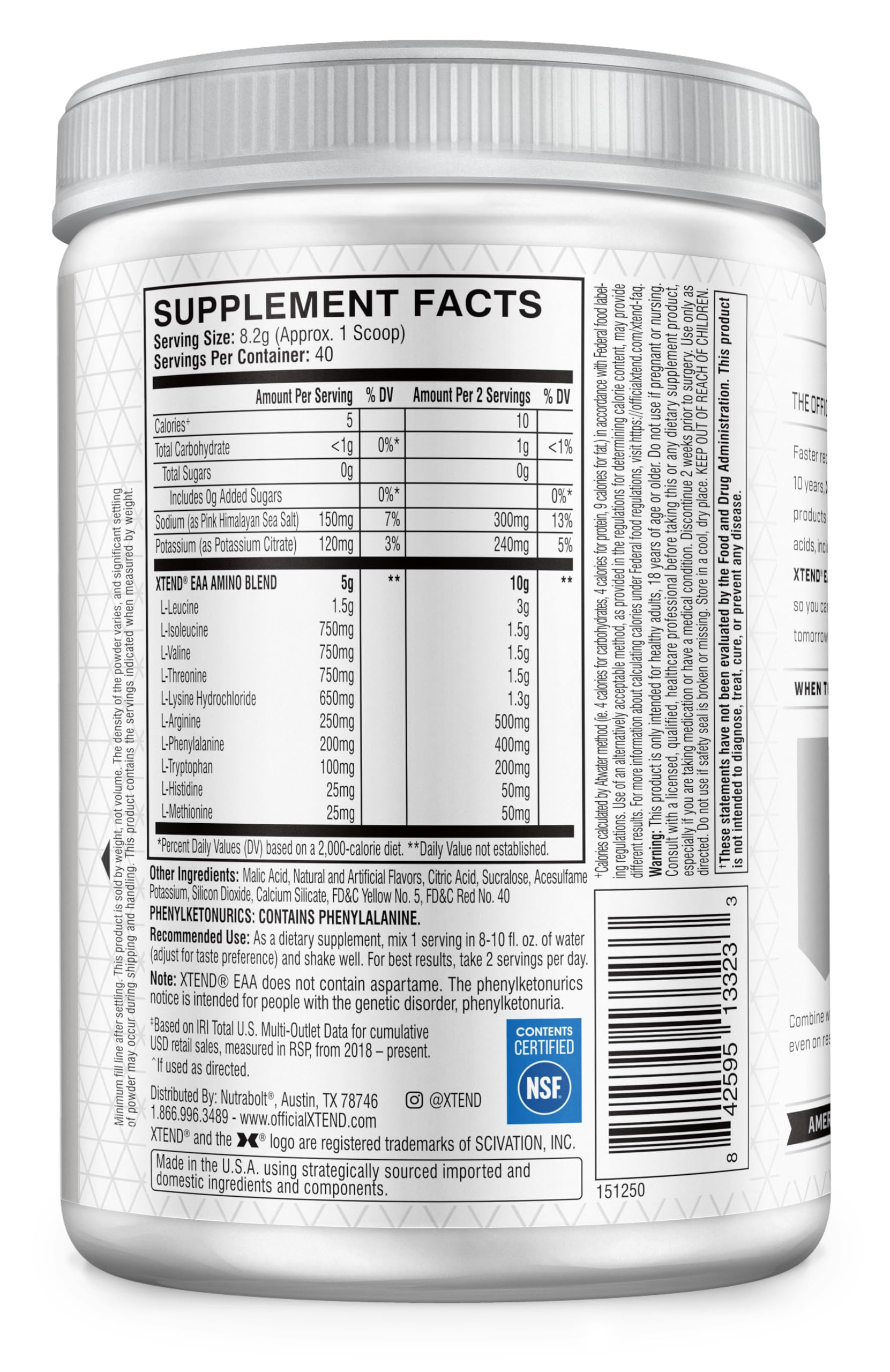 Xtend EAA Scivation polvo cero calorías sabor mango
