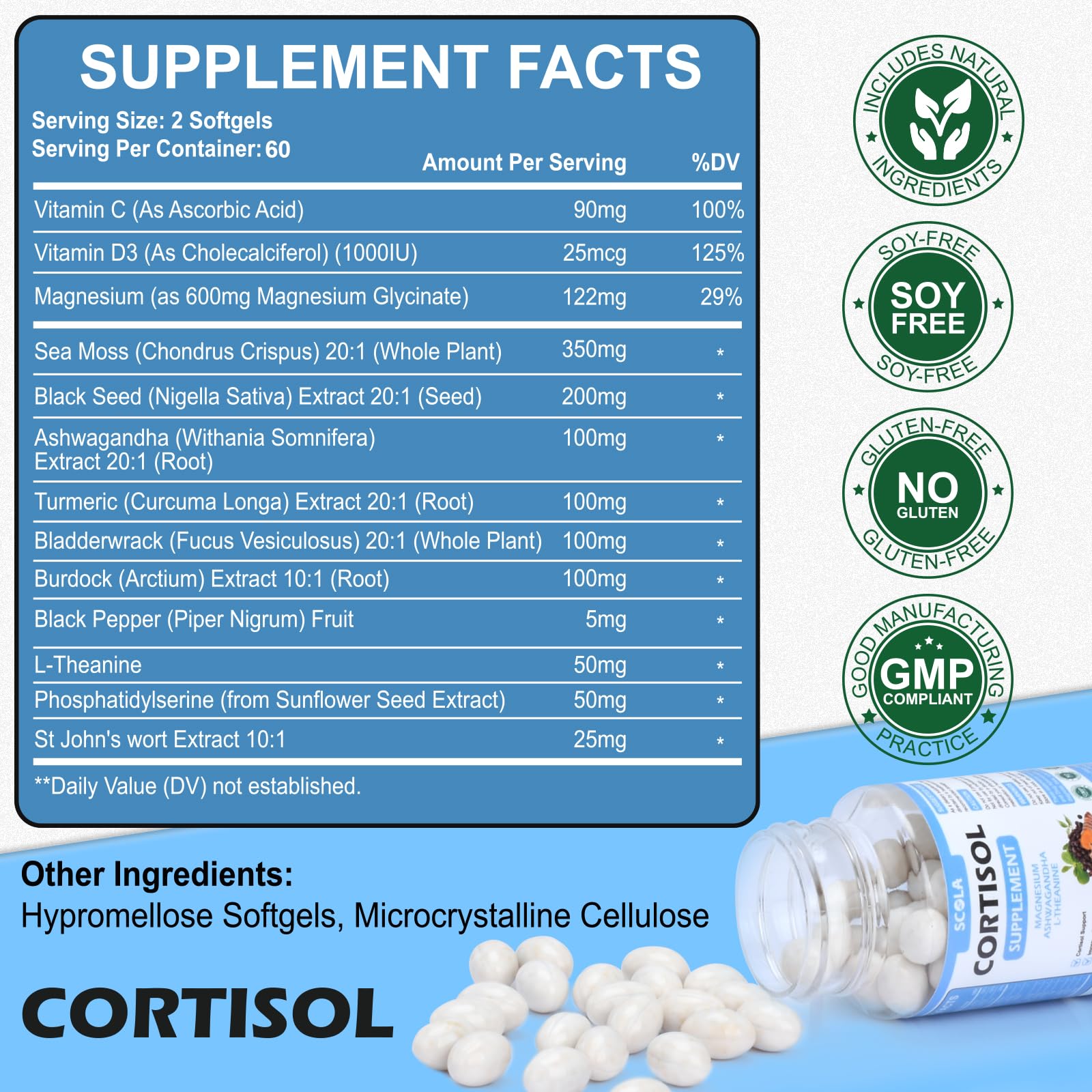 SCOLA cortisol detox dos cápsulas diarias para uso diario