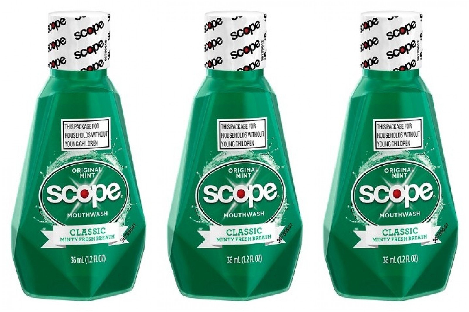 Scope Enjuague Bucal Clásico Menta: envase práctico para uso diario.