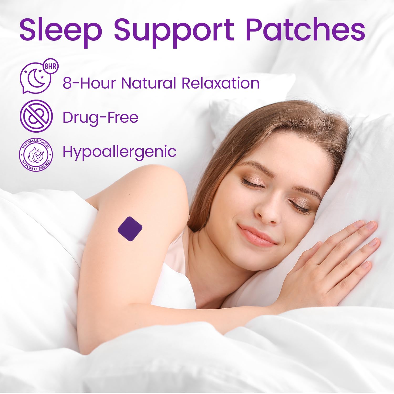 Parche Scosvvi para sueño: aplicación en brazo para relajación nocturna.