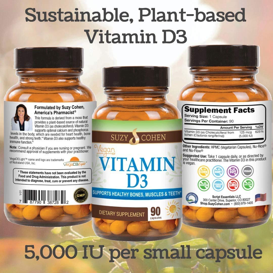 Envase de 90 porciones de Script Essentials Vitamina D3 para uso diario.