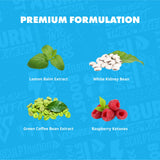 Sculpt Nation Burn PM: etiqueta destaca cetonas de frambuesa y café verde para bienestar.