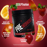 Sculpt Nation PreWorkout con cucharita dosificadora para dosis precisas y consistentes.