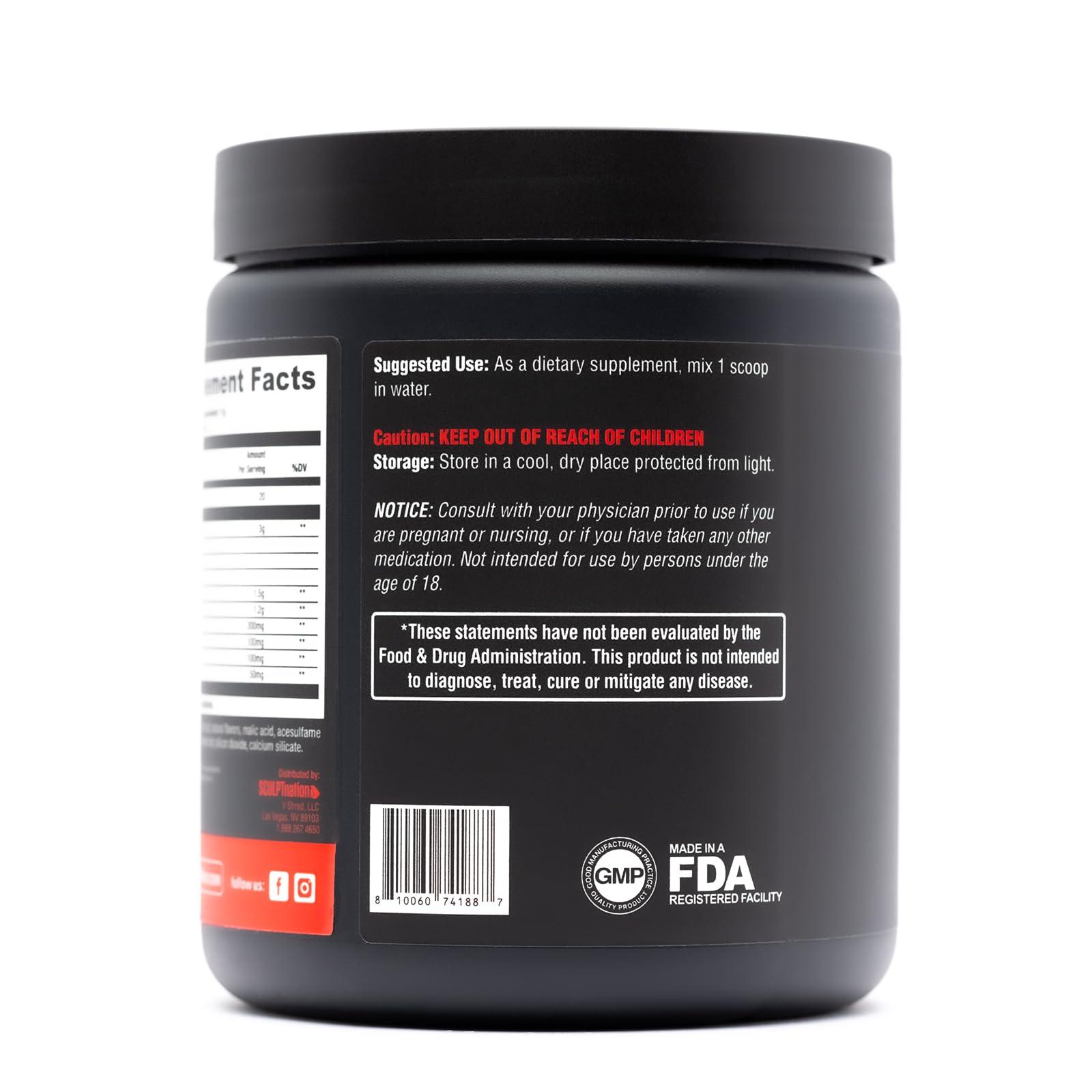 Sculpt Nation PreWorkout envase cerrado, listo para practicar en casa o gimnasio.