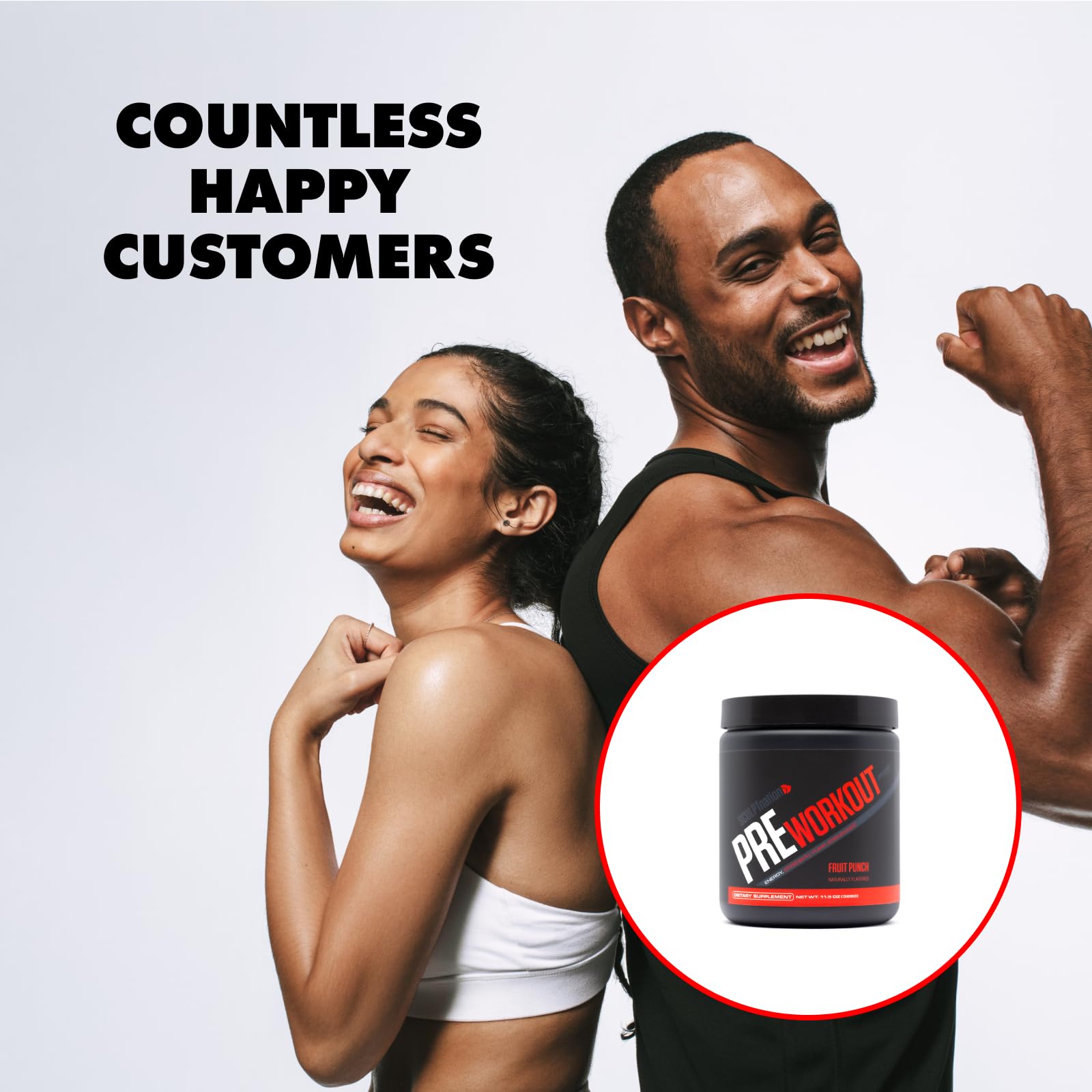 Sculpt Nation PreWorkout etiqueta Fruit Punch, recordando el sabor y uso antes de entrenar.