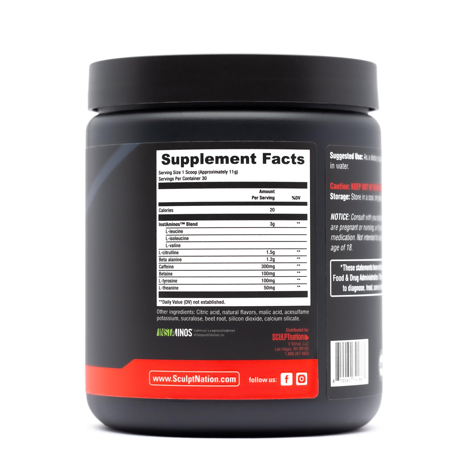 Sculpt Nation PreWorkout en muestra sobre la mesa, ideal para probar antes del entrenamiento.
