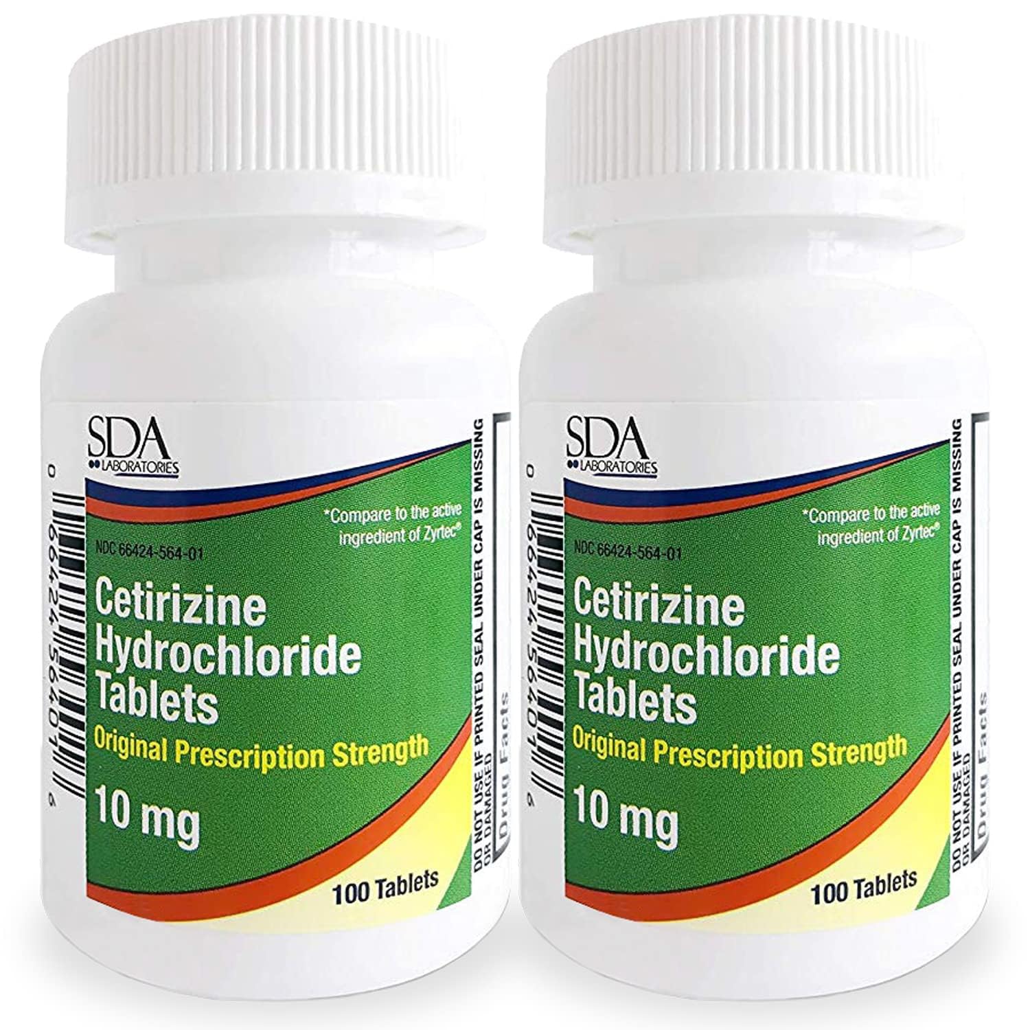 SDA LABORATORIES frasco con tabletas cetirizina 10 mg para alivio diario de alergias