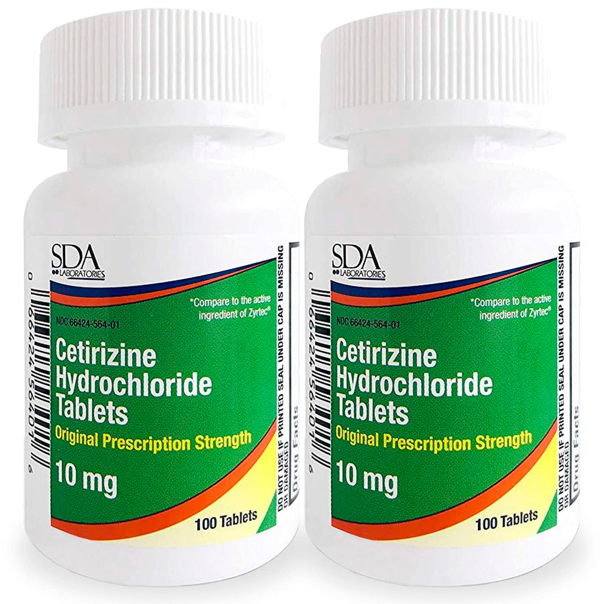 SDA LABORATORIES frasco con tabletas cetirizina 10 mg para alivio diario de alergias