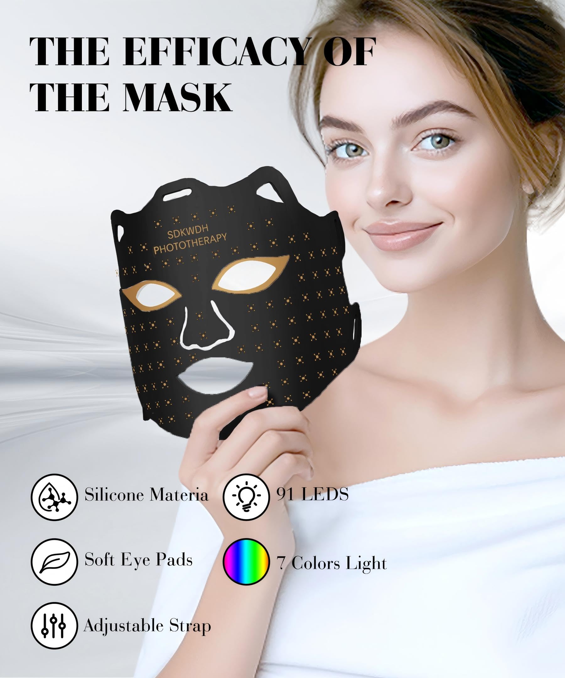 SDKWDH máscara luz roja facial con control remoto para ajustes rápidos