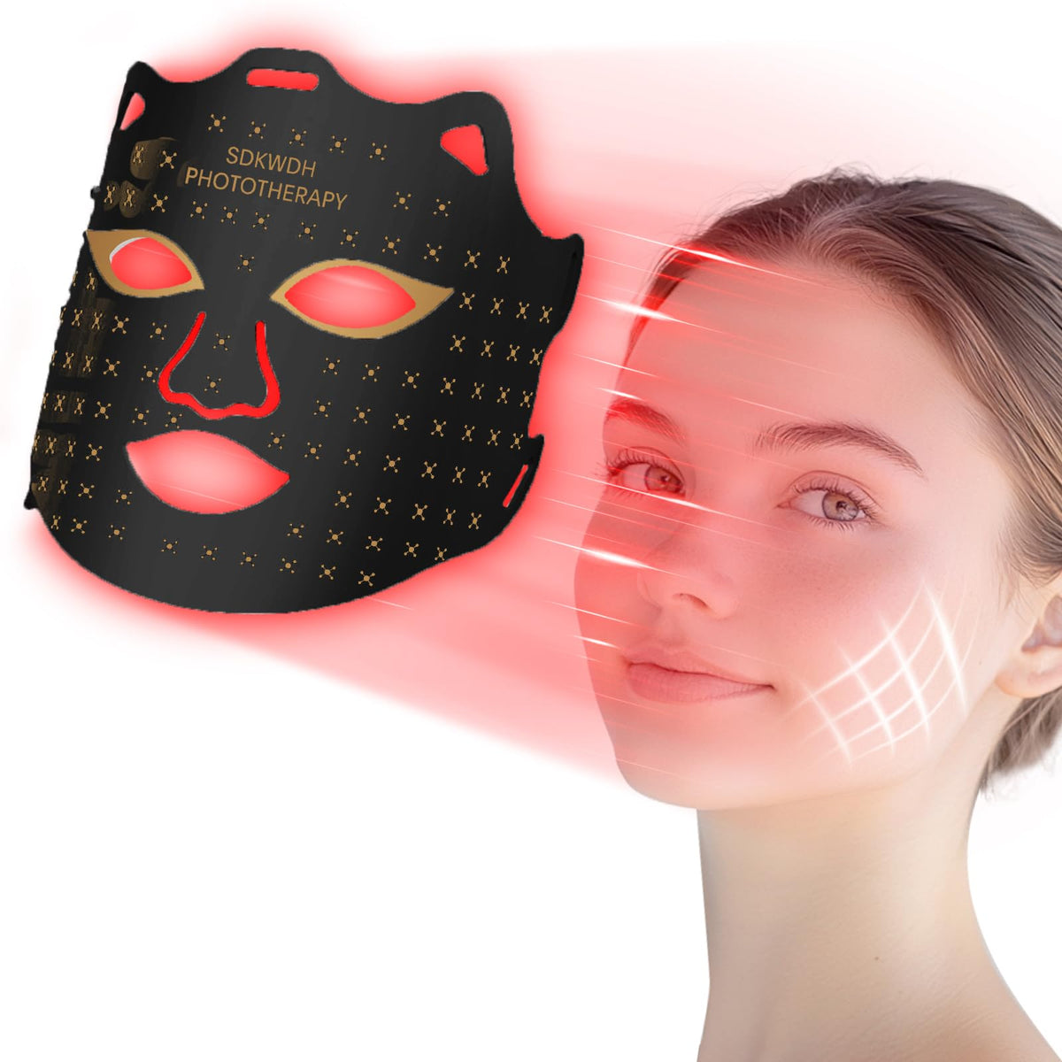 SDKWDH máscara de luz roja para el rostro, ideal para uso en casa.