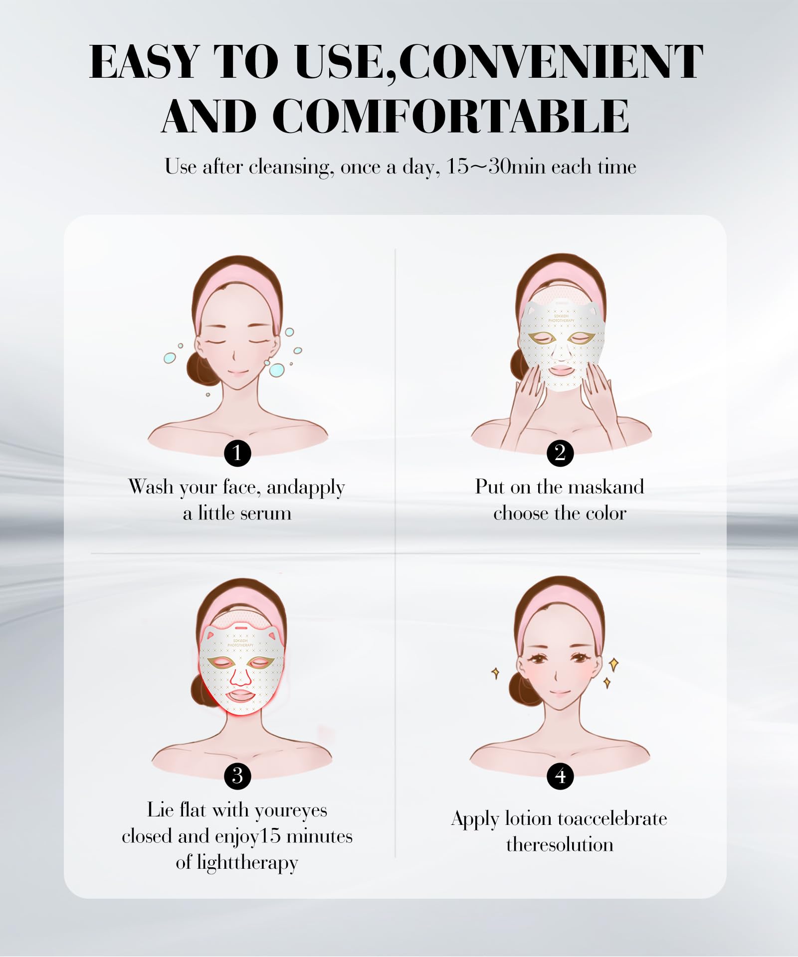 SDKWDH mascarilla ofrece 7 efectos de color para diferentes preferencias.