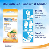 Sea-Band Goma de Jengibre, textura chicle suave para alivio rápido