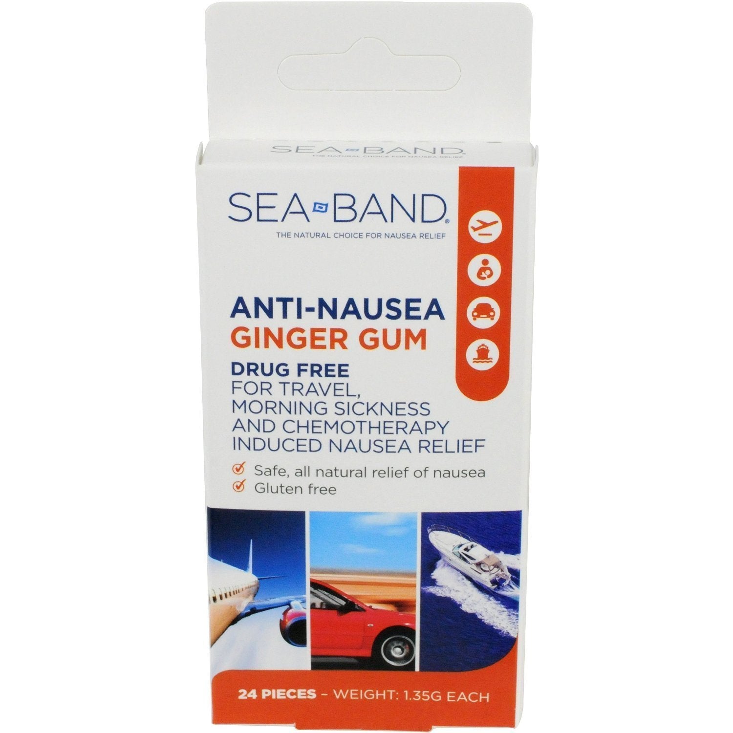 Sea-Band gomitas de jengibre en empaque 3 para alivio discreto durante viajes