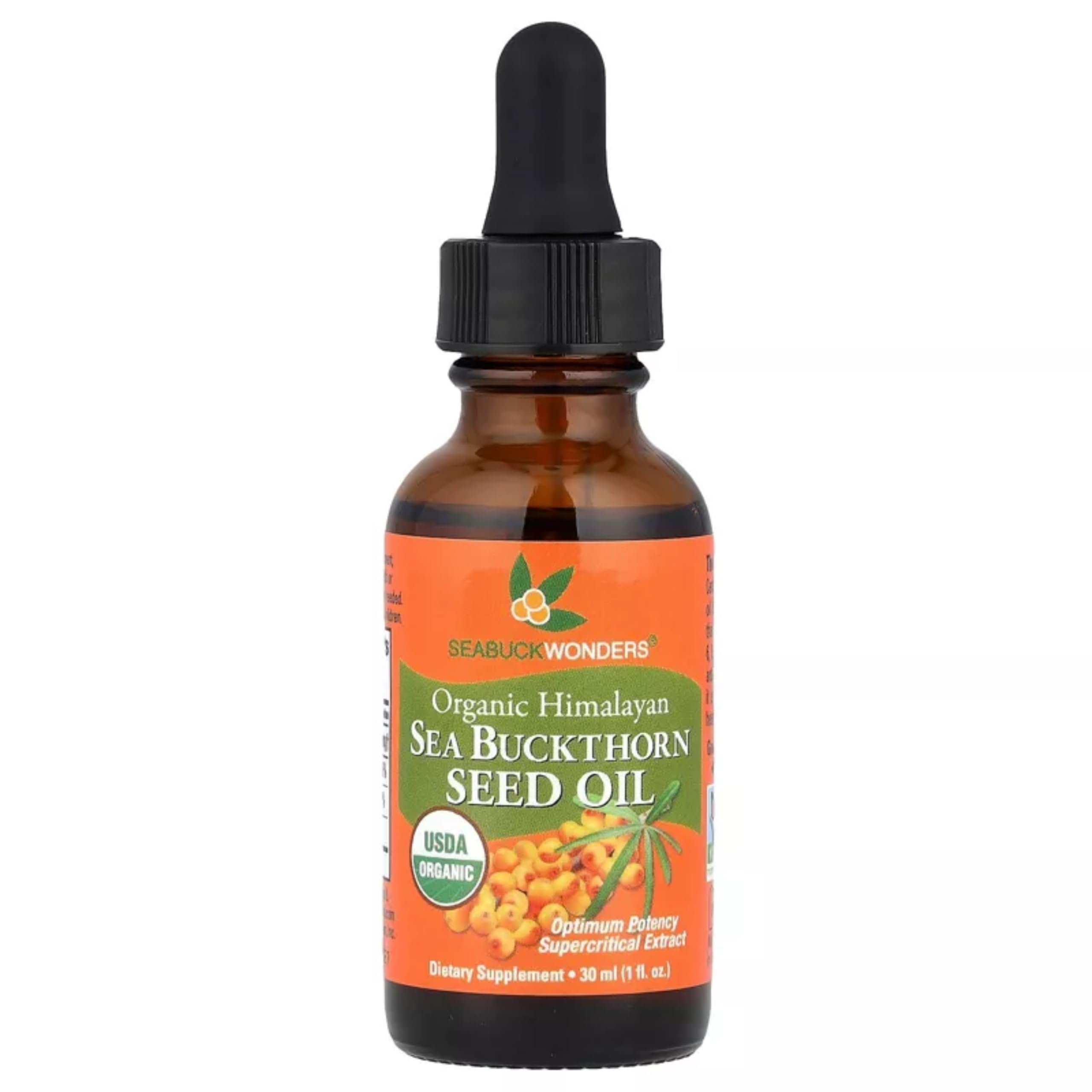 SEABUCKWONDERS aceite de espino amarillo en botella, ideal para uso diario