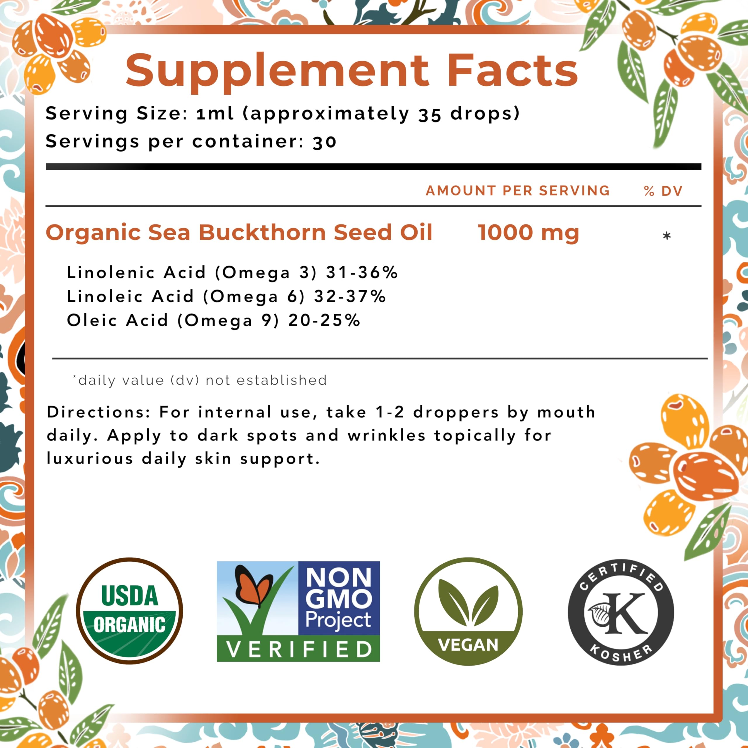 SEABUCKWONDERS Omega 3-6-9 en aceite de espino para nutrición