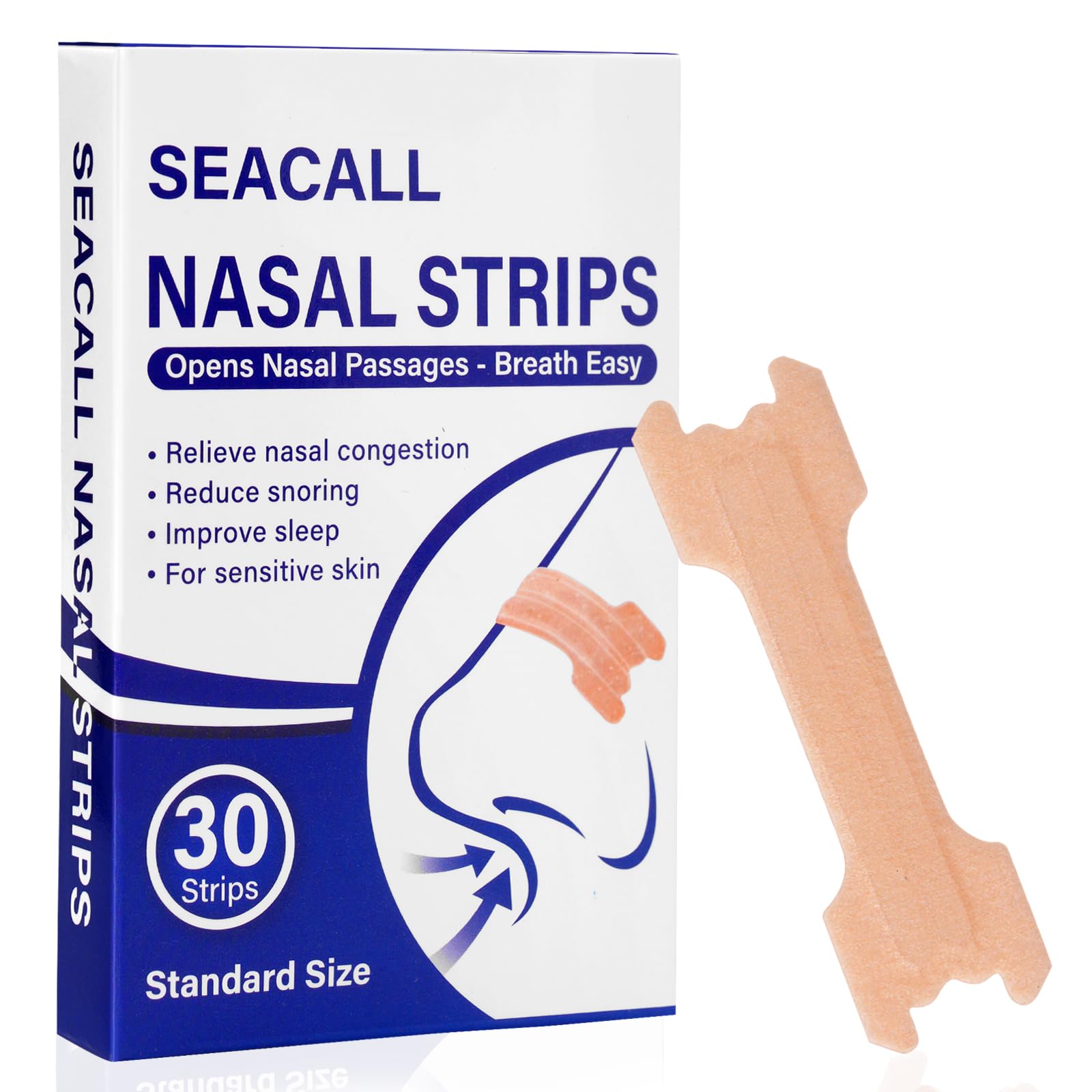 Seacall tiras nasales: aplicación rápida para respirar mejor durante la noche.