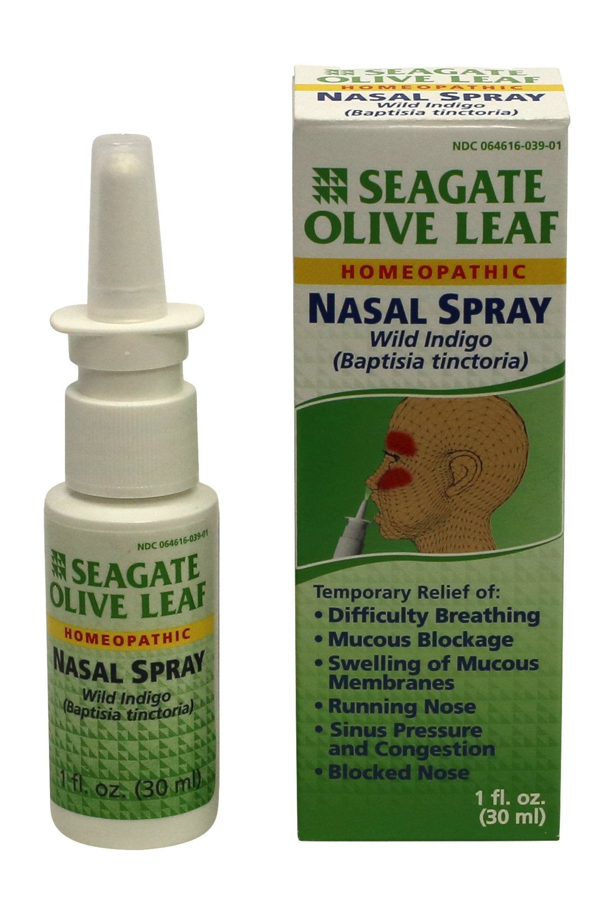 Seagate Spray nasal de hoja de olivo, aplicación suave para alivio temporal de irritaciones nasales