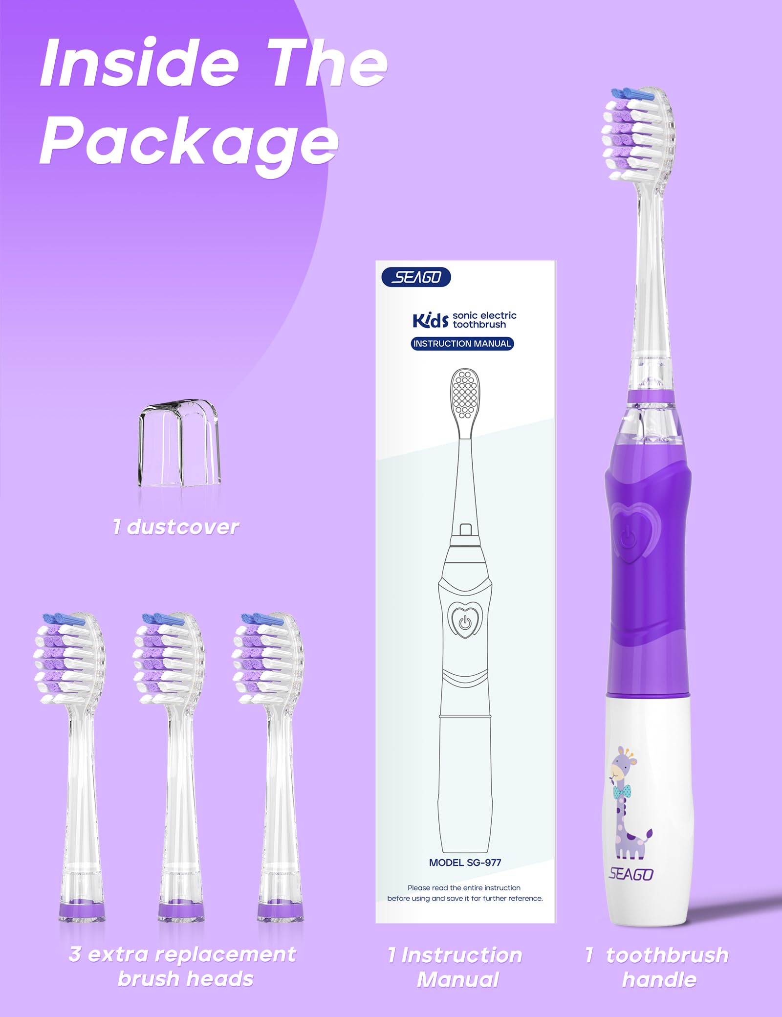 Diseño morado para niñas que promueve el cepillado