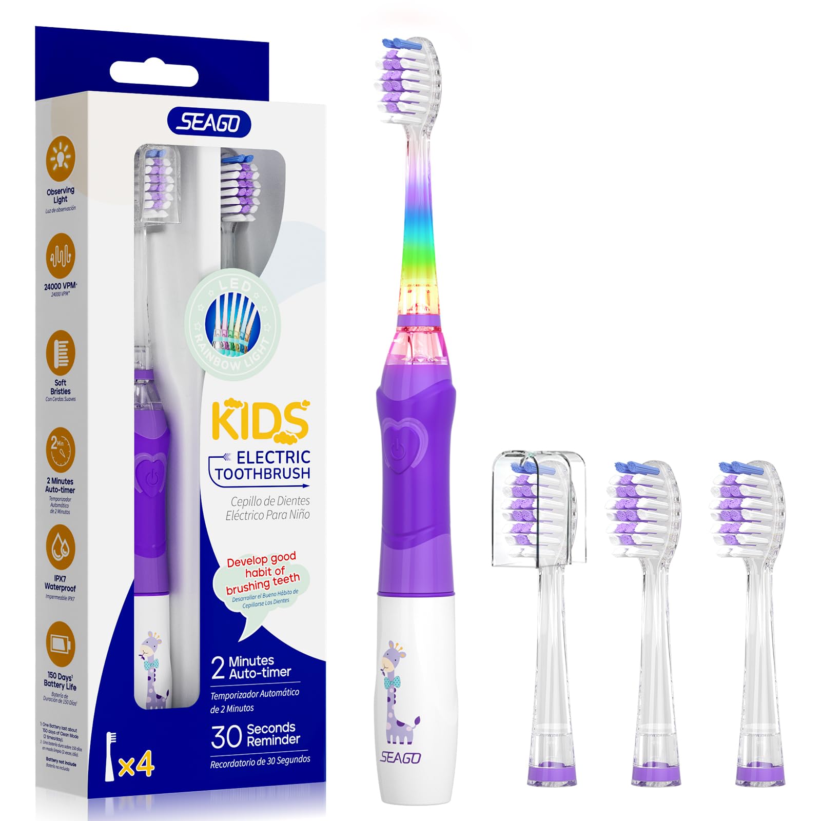 Diseño morado atractivo para niñas que fomenta la higiene dental
