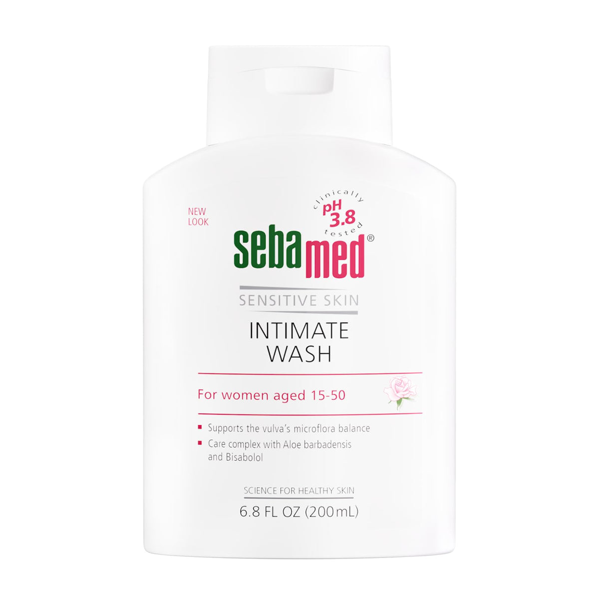 SEBAMED lavando íntimo botella visible para uso diario suave.