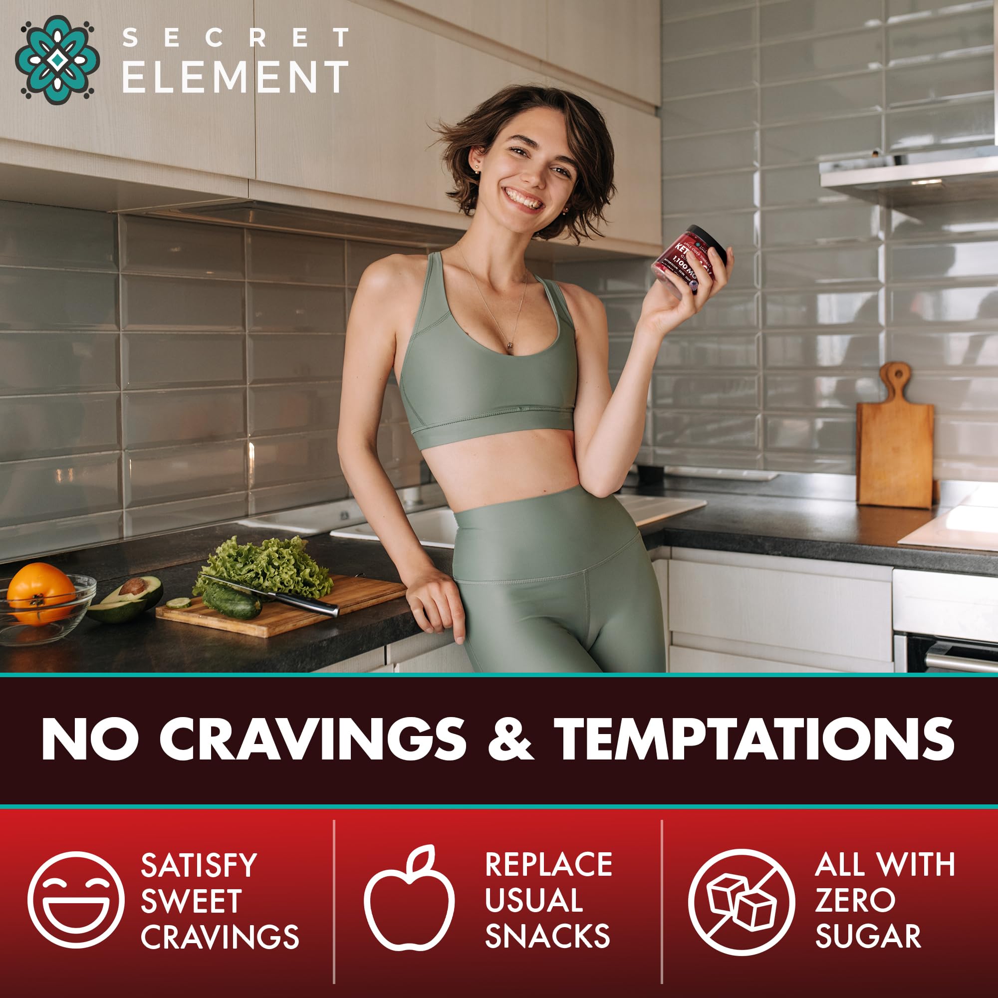 Envase reciclado de Secret Element Keto ACV Gummies.