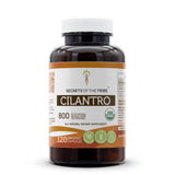 Cápsulas Secrets of the Tribe Cilantro en envase frontal, opción orgánica para dietas vegetarianas.