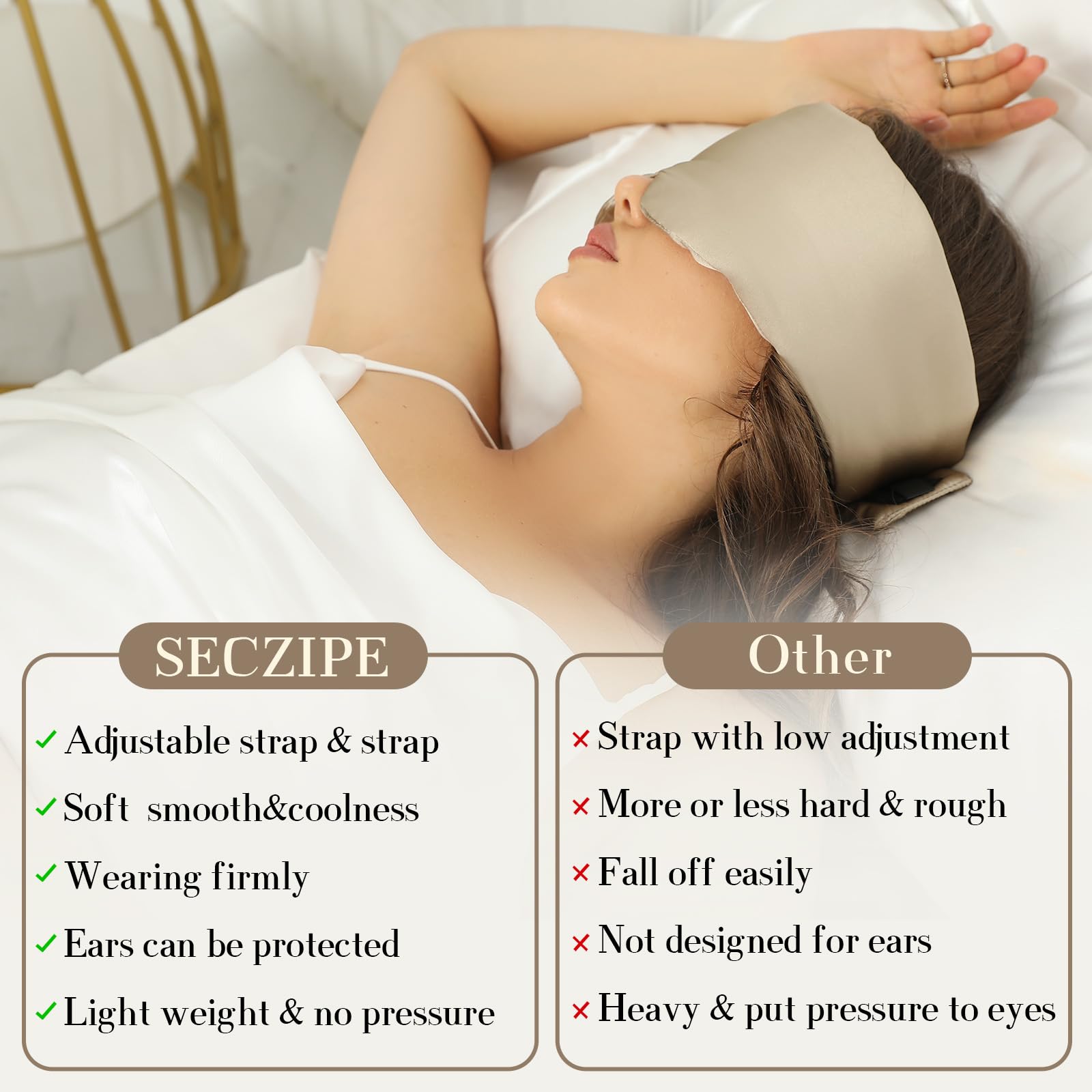 SECZIPE mascarilla para dormir de lado, ideal para posiciones nocturnas.
