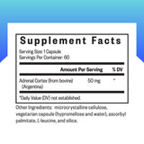 Etiqueta del producto Seeking Health Adrenal Cortex con ingredientes clave