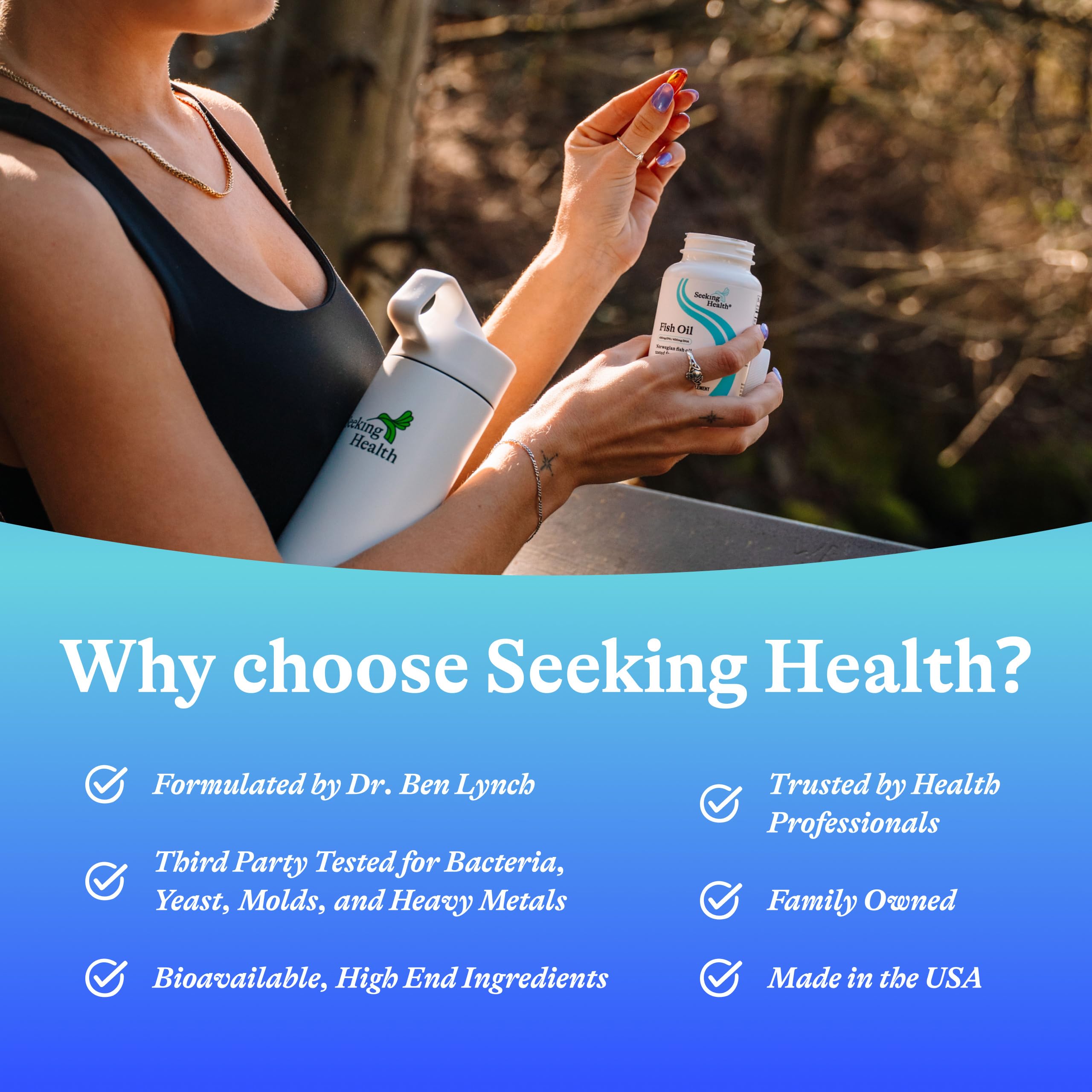 Seeking Health calidad consistente: ingredientes evaluados y controlados.